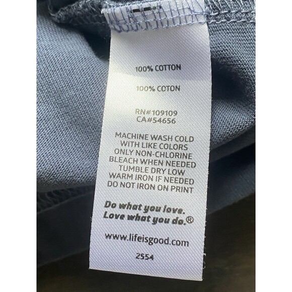 Life Is Good Crusher Tee Mens XL Blue American Pie Pizza U.S. Flag T-Shirt 4th - Picture 6 of 6